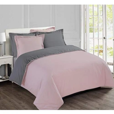 Afbeelding van Vision Bicolor omkeerbaar dekbedovertrekset grijs/roze lits jumeaux 240 x 220cm met 2 bijhorende slopen 100% katoen