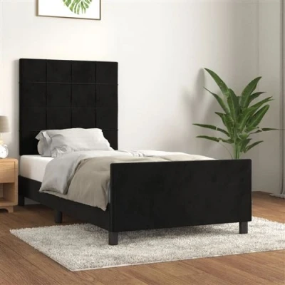 Afbeelding van vidaXL Bedframe met hoofdeinde fluweel zwart 90x200 cm