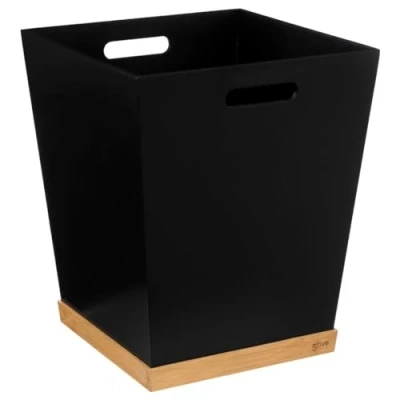 Afbeelding van 5Five Prullenbak/vuilnisbak 23 liter mdf hout zwart/lichtbruin 27 x 32 cm kantoor