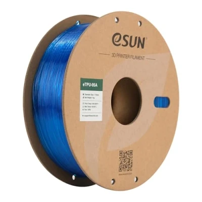 Afbeelding van eSUN TPU 95A filament 1,75 mm, flexibel, 3D printer, TPU, nauwkeurigheid +/ 0,05 spoel van 1 kg, printerfilament voor printers, transparant blauw