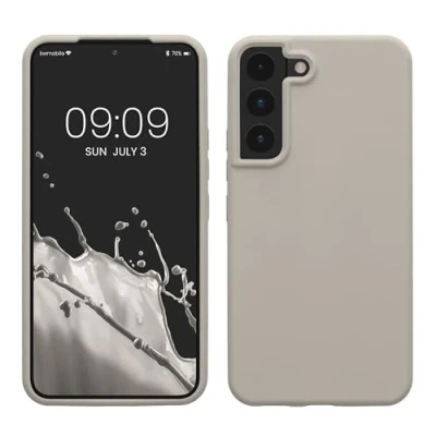 Afbeelding van kwmobile telefoonhoesje geschikt voor Samsung Galaxy S22 Hoesje met siliconen coating Smartphone case in mat beige