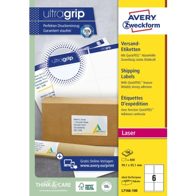 Afbeelding van Etiket Avery L7166 100 99.1x93.1mm 600 stuks wit Doos a vel 5