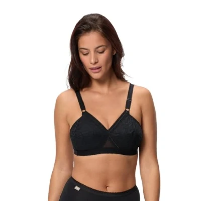 Afbeelding van Playtex Beugelloze beha voor dames, klassiek, gekruist hart, 1 stuks, zwart.