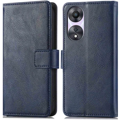 Afbeelding van iMoshion Hoesje Geschikt voor Oppo A58 Met Pasjeshouder Luxe Bookcase Donkerblauw