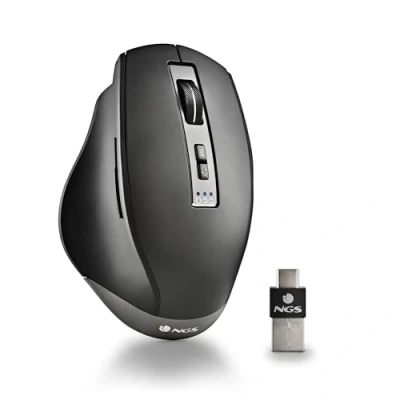 Image de NGS Blur RB Souris multi mode ergonomique pour droitiers laser 6 boutons sans fil 2.4 GHz Bluetooth 4.0 récepteur USB/USB C