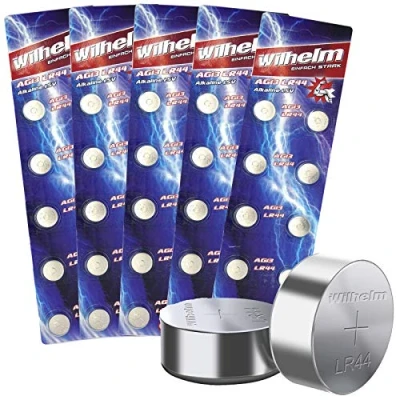 Afbeelding van Wilhelm AG13/147/LR44/SR44W/357/LR1154/V13GA alkalinebatterijen, 1,5 V, in blisterverpakking, 50 stuks