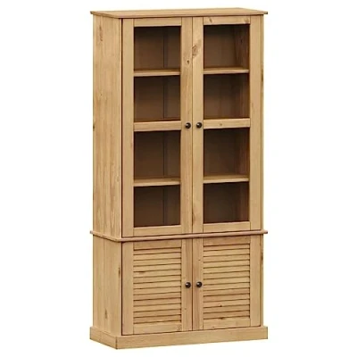 Image de vidaXL Vitrine en verre VIGO 85x35x170 cm bois massif de pin353193