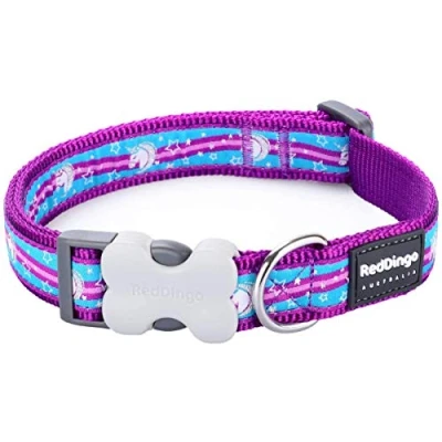 Afbeelding van Dog collar Red Dingo Style Purple Unicorn (2,5 x 41 63 cm)