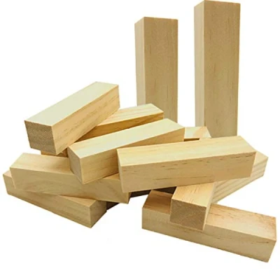 Afbeelding van Fycooler Set van 14 houtsnijblokken natuurlijk lindehout Voor snijblokken Onbehandelde bashouten doe het zelf houtsnijwerk 10 x 2,5 cm