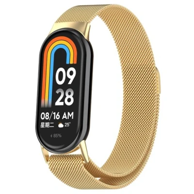 Afbeelding van Milanese bandje Goud Xiaomi Smart band 8 RVS Horlogebandje