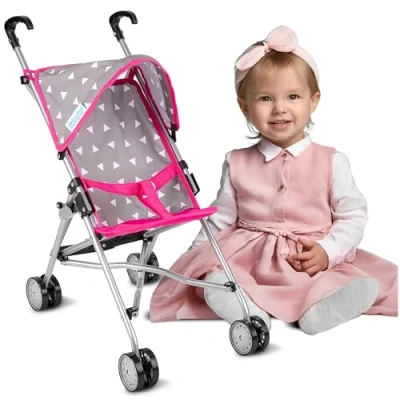 Afbeelding van Kinderplay KP0290S Kinderwagen, poppenwagen, kinderwagen met licht, stabiel design, hoogte tot handgreep 54 cm, model