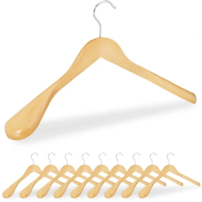 Afbeelding van Relaxdays 20x kleerhangers hout kledinghangers brede schouder voor jassen