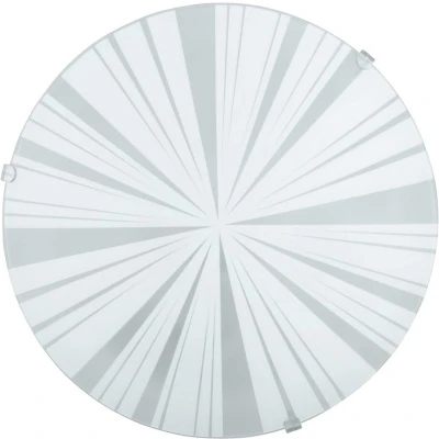Afbeelding van EGLO plafondlamp Mars 1, 1 lichtpunt, van staal, kleur: wit, glas: wit gesatineerd motief stralen, fitting: E27