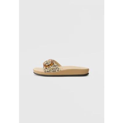 Afbeelding van Marco Tozzi Pantoffels, Dames, Maat: 38, Beige Leer