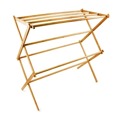 Afbeelding van Relaxdays handdoekenrek bamboe, handdoekenhouder, handdoekrek hout opklapbaar