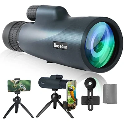 Afbeelding van BOSSDUN Monoculaire telescoop, 30 x 50 HD High Power vergroting met telefoonadapter, statief en lensklep, FMC/BAK4 waterdichte prisma lens voor volwassenen observatie