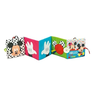 Afbeelding van Clementoni Disney Baby eerste maand stimuleert de zintuigen en handvaardigheid, zacht, sensorisch stofboek, babyspel 0+, 100% machinewasbaar, meerkleurig, medium, 17721