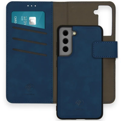 Afbeelding van iMoshion Hoesje Geschikt voor Samsung Galaxy S21 FE Met Pasjeshouder Uitneembare 2 in 1 Luxe Bookcase Blauw