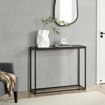 Afbeelding van [en.casa] Consoletafel voor woonkamer, bijzettafel, spaanplaat, metaal, 80 x 100 30 cm, imitatie marmer, zwart