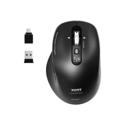 Image de PORT Connect Professional BUSINESS Souris rechargeable optique 6 boutons sans fil 2.4 GHz, Bluetooth récepteur USB