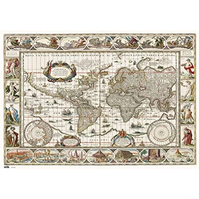 Afbeelding van Grupo Erik bureauonderlegger oude wereldkaart, planisfeer, voor kinderen, 34 x 49 cm