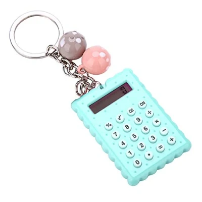 Afbeelding van VBESTLIFE draagbare mini rekenmachine, rekenmachine in koekjesvorm, 2 1, + sleutelhanger, gemakkelijk mee te nemen en modieus (groen)