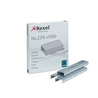 Image de Rexel no 23 6 agrafes capacité de 20 feuilles, pack 1000 2101211