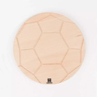 Afbeelding van HOCHO Snijplank Beukenhout Voetbaldesign Ø 260x15mm Stijlvol en Functioneel