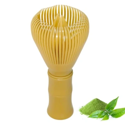 Afbeelding van matcha garde, traditionele Chasen natuurlijke hars 100 stokjes, Japanse ceremonie, drank, geel
