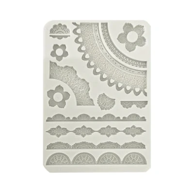 Afbeelding van Stamperia Create Happiness Secret Diary Silicon Mould A5 Lace Borders (KACMA516)
