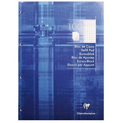 Image de Clairefontaine 5816C Bloc de Cours Encollé Perforé Bleu Électrique A4 21x29,7 cm 200 Pages Petits Carreaux Papier Blanc 90 g Couverture Carte Pelliculée