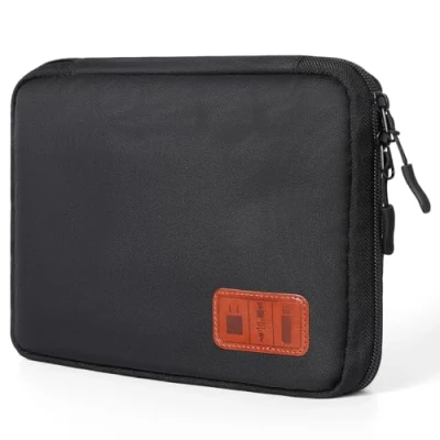 Afbeelding van Cozary Kabelopbergtas, elektronische tas, reiskabeltas, draagbare accessoires organizer voor harde schijven, kabels, oplader, USB SD kaart, zwart, zwart., Draagbaar en