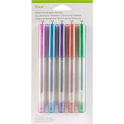 Afbeelding van Cricut Explore/Maker Medium Point Gel 5 Pack Glitter Brights Stiftset Glittereffect, Rood, Groen, Roze, Violet, Blauw