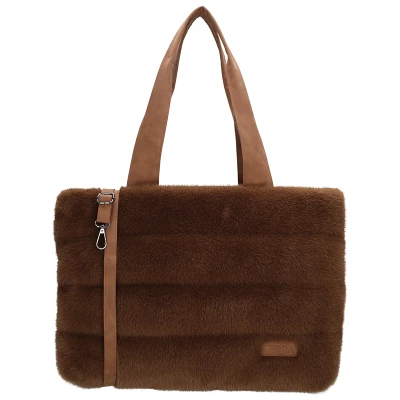 Afbeelding van Zebra trends Emma Schoudertas 15,6 inch Werktas Shopper Laptoptas Bont Fur Middenbruin