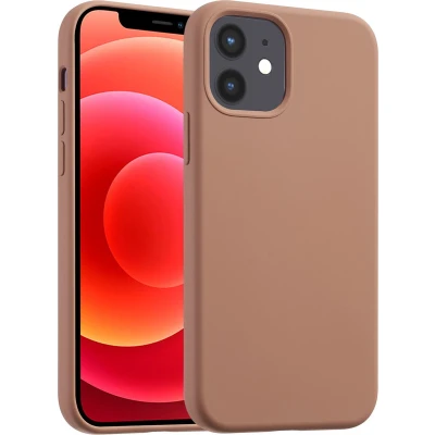 Afbeelding van Accezz Hoesje Geschikt voor iPhone 12 Pro / Siliconen Liquid Silicone Backcover MagSafe Lichtbruin