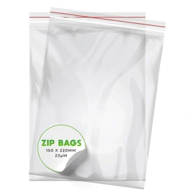 Afbeelding van V1 Trade Zip zak doorzichtige plastic afsluitbaar verpakkingsmateriaal zakken waterdichte sluiting volledige set van 100 (150 x 220 mm)