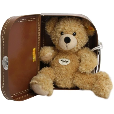 Afbeelding van Steiff Fynn 111471 schattige teddybeer met kunststof ogen, voor kinderen, jongens en meisjes, in koffer, 28 cm, beige
