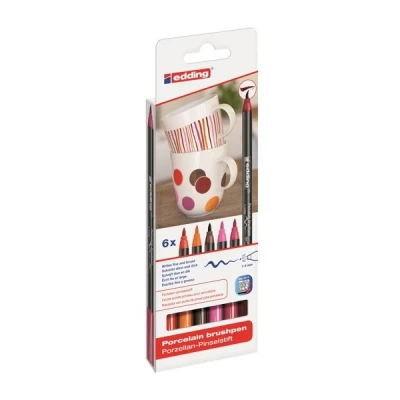 Image de Edding 4200 feutres pinceaux pour porcelaine 6 couleurs chaudes