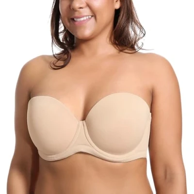 Afbeelding van Delimira Dames Onderdraad Contour Multiway Volledige Dekking Strapless BH Plus Size, Beige, 120C