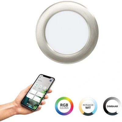 Afbeelding van EGLO connect.z Fueva 6 Z Smart Inbouwspot Badkamer/Buiten LED Ø 12 cm Grijs Instelbaar RGB &amp; wit licht Dimbaar Zigbee