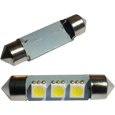 Afbeelding van Auto LEDlamp 2 stuks LED festoon 39mm 3 SMD daglichtwit 6000K 12 Volt