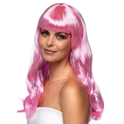Afbeelding van Boland Pruik Chique lichtroze Roze Golvend Lang Vrouwen Glitter and Glamour