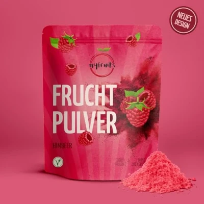 Afbeelding van myfruits Frambozenpoeder, diepvriesgedroogd, 200 g, zonder toevoegingen, 100% framboos, voor smoothies, milkshakes en yoghurt