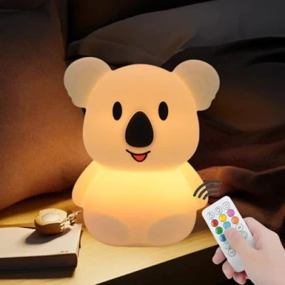 Afbeelding van xinjinhju Groot Koala nachtlampje voor kinderkamer, bedlamp, sfeerlicht, onbreekbaar, oogverzorging, helderheid en kleur instelbaar tijdsinstelling, cadeau