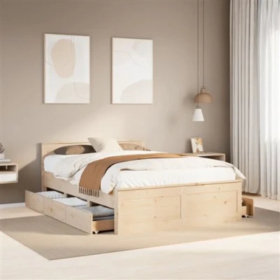 Afbeelding van vidaXL Bedframe zonder matras met hoofdbord grenenhout 140x190 cm
