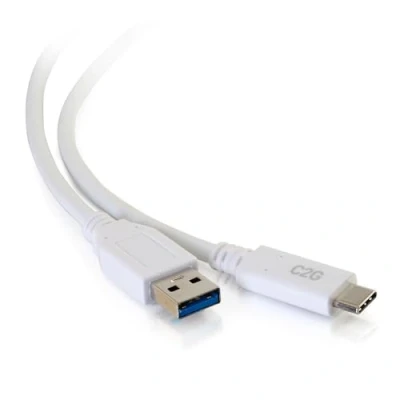 Image de C2G 10ft USB C 3.0 to Cable A M/M Câble type (M) pour 24 pin 3.1 30 V 3 3.05 cm blanc