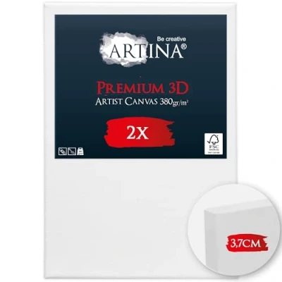 Afbeelding van Artina FSC® 2 stuks canvas 70 x 100 cm houten frame voor 3D van 100% zuurvrij katoen om te beschilderen in wit en ingelijst, stabiel, 3 voudig gegrond schilderwerk, 380 g/m²