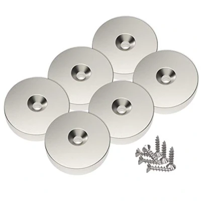 Afbeelding van Magnetpro Set van 6 magneetschijven 10 kg trekkracht 25 x 4,5 mm met verzonken gat en schroeven