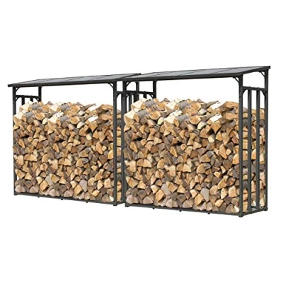 Afbeelding van QUICK STAR Set van 2 metalen planken antraciet XXL 185 x 70 cm voor brandhout 4,6 m3/7 SRM
