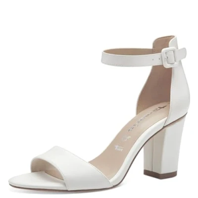 Afbeelding van Tamaris Sandalen met hoge hak, Dames, Maat: 39, White Leer